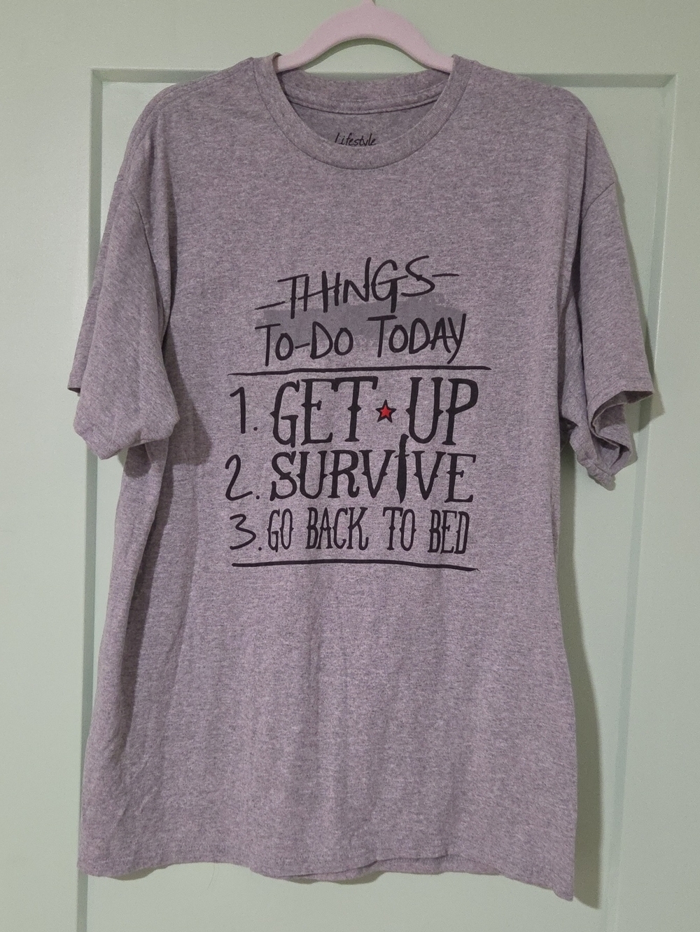 Unbranded Heather Gray Short Sleeve Graphic Tee - Things To Do Today